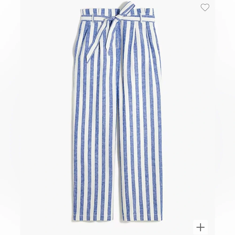 J. Crew linen cotton paper bag pants tie waist - Picture 2 of 8